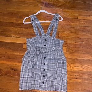 Black & White Mini Overall Dress